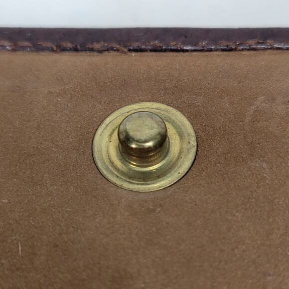 Vintage Mark Cross Checkbook Wallet 7" Brown Kiss Lock Bifold Soft Leather Italy - Picture 7 of 16